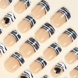 24pcs/Set White Glitter French Tips Press-On Nails