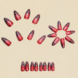 24pcs/Set Red Glitter Snowflake Press-On Nails