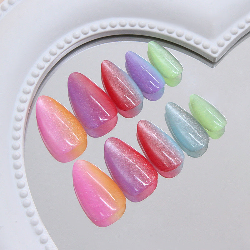 24pcs/Set Rainbow Ombre Press-On Nails
