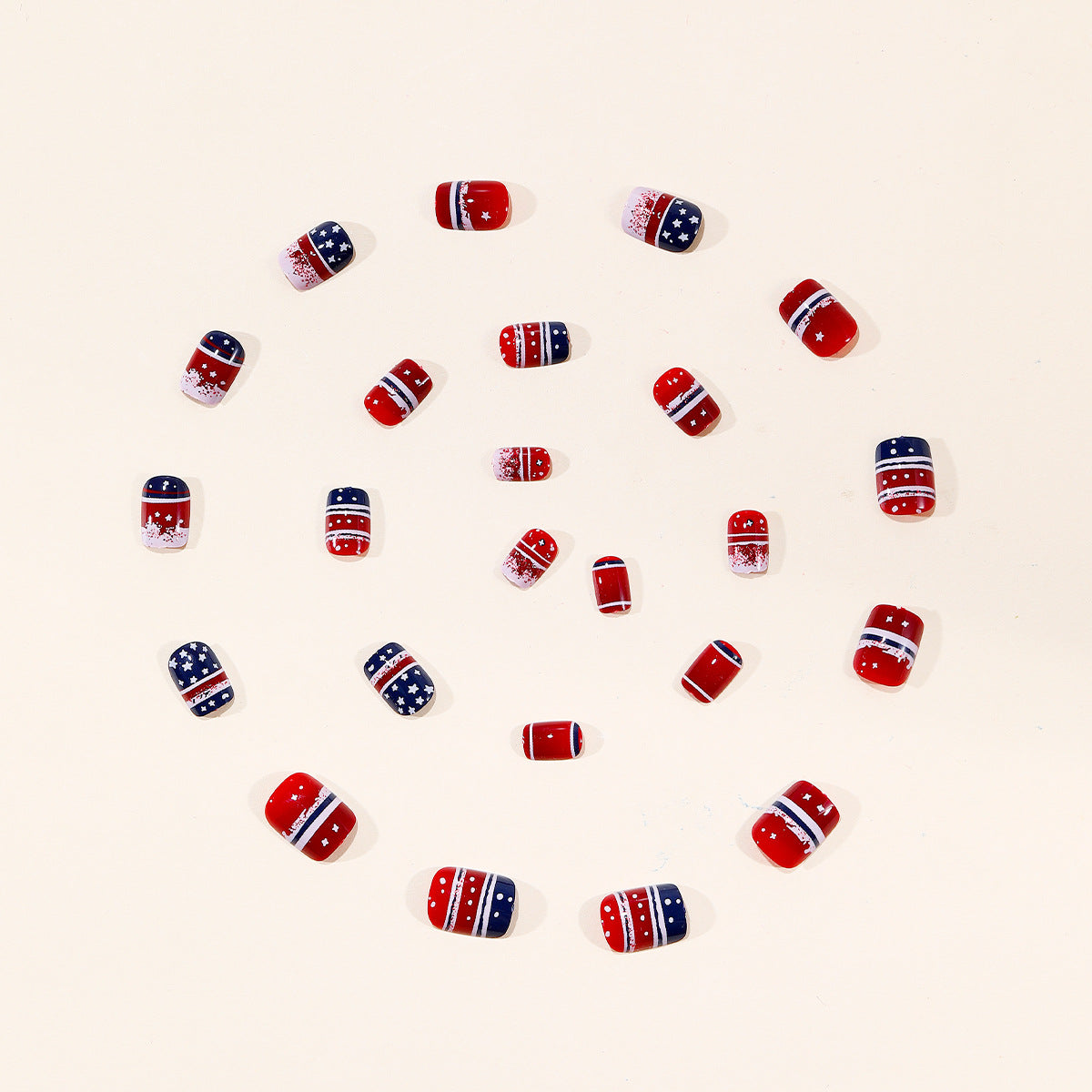 24pcs/Set Red and Blue Gradient Press-On Nails