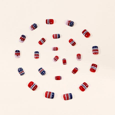 24pcs/Set Red and Blue Gradient Press-On Nails