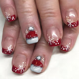 24pcs/Set French Tip Snowflakes & Santa Hats Press-On Nails