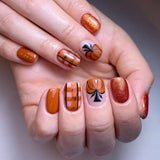 24pcs/Set Fall Plaid Pumpkin Press On Nails