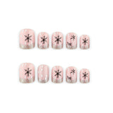 24pcs/Set Silver Glitter French Snowflakes Press On Nails