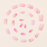 24pcs/Set White Polka Dot French 3D Floral Press On Nails