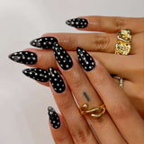 24pcs/Set Black Polka Dot Press-On Nails