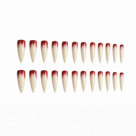 24pcs/Set Blood-Stained Marble Long Stiletto Press-On Nails