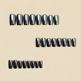 24pcs/Set Gray Chrome Glitter Press-On Nails