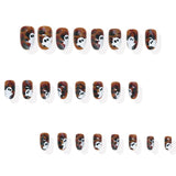 24pcs/Set Amber Ombre Ghost Press On Nails