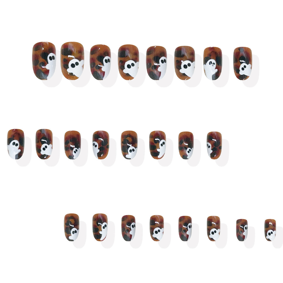 24pcs/Set Amber Ombre Ghost Press On Nails