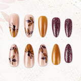 24pcs/Set Maple Leaf & Pumpkin Press-On Nails