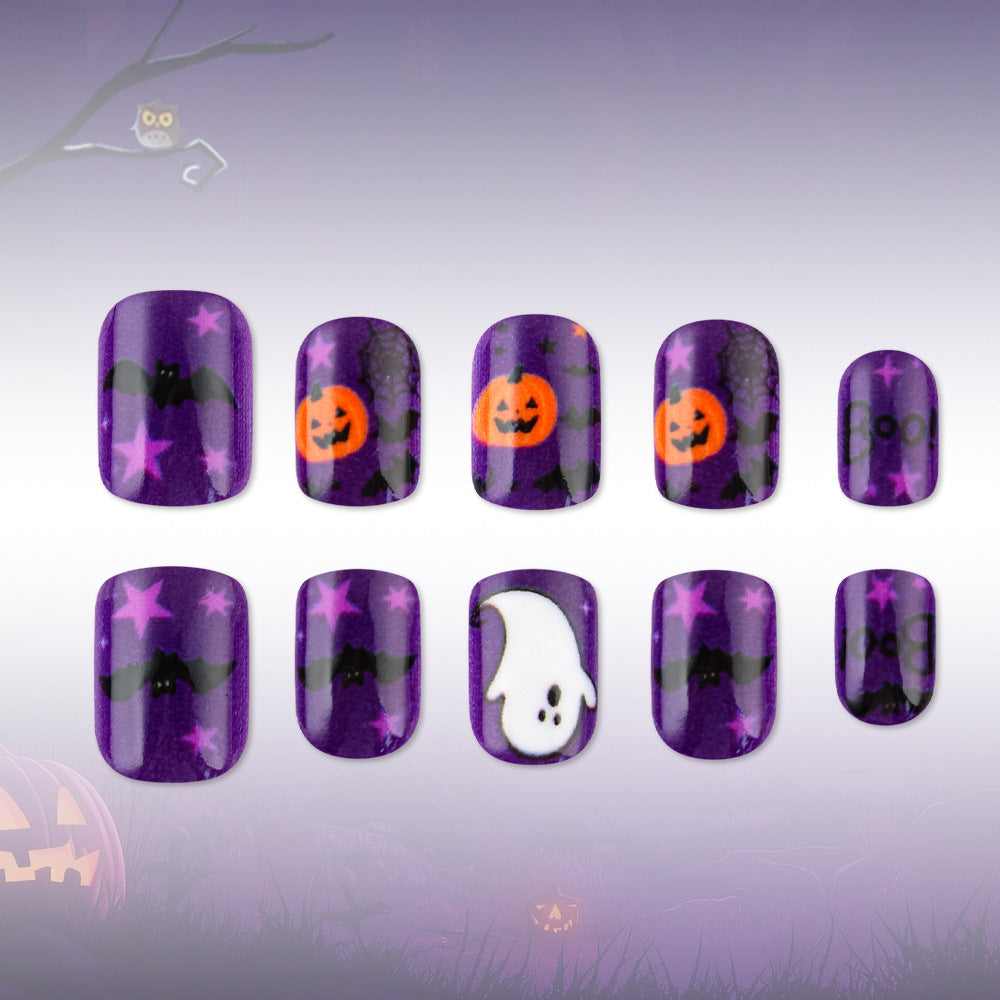 24pcs/Set Ghost Spider Pumpkins Press On Nails
