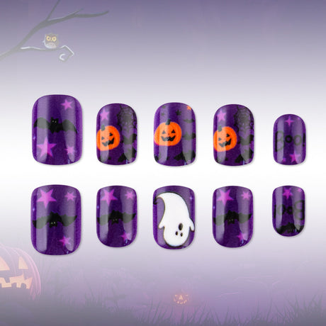 24pcs/Set Ghost Spider Pumpkins Press On Nails