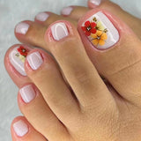 24pcs/Set Colorful Summer Floral Press On Toe Nails