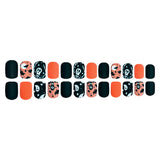 24pcs/Set Matte Orange & Black Ghost Star Press On Nails
