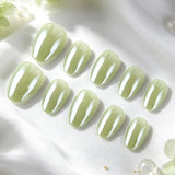 32pcs/Set Lime Green Chrome Press-On Nails