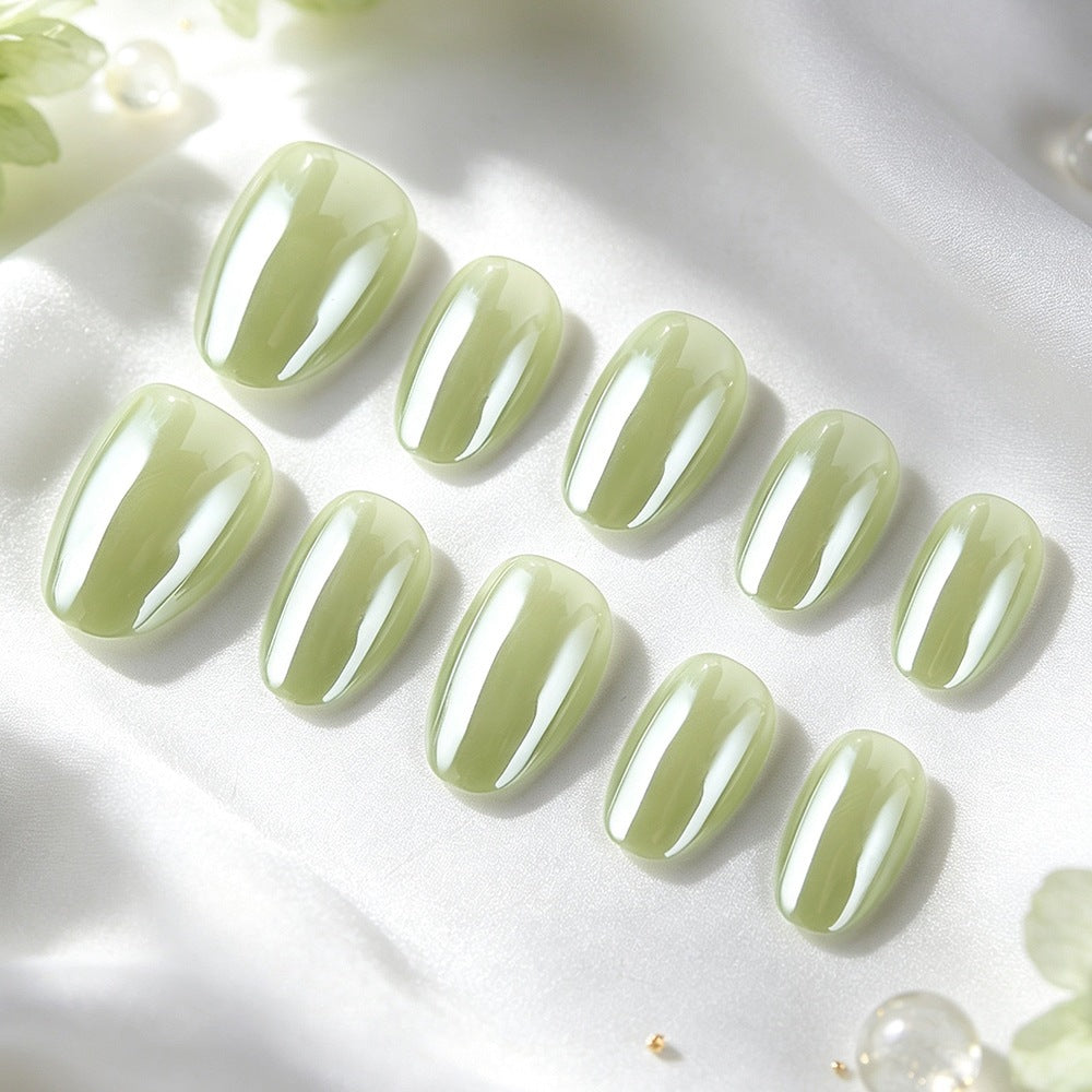 32pcs/Set Lime Green Chrome Press-On Nails