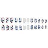 24pcs/Set Ink Painting Floral French Press-On Nails