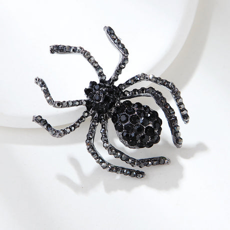 Black Rhinestone Spider Brooch