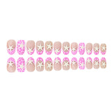 24pcs/Set Pink Starfish French Press On Nails