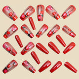 24pcs/Set Burgundy Cherry Press-On Nails