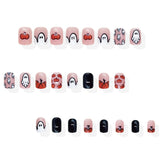 24pcs/Set Pumpkin & Ghost Doodle Press On Nails