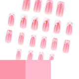 24pcs/Set White French Tip Heart Bow Press-On Nails