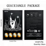 24pcs/Set Amber & Light Blue Ombre Cat-Eye Press On Nails