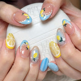 24pcs/Set 3D Lemon 3D Embossed Press-On Nails