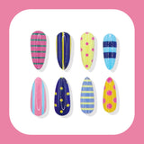 24pcs/Set Colorful Stripes & Polka Dots Press On Nails