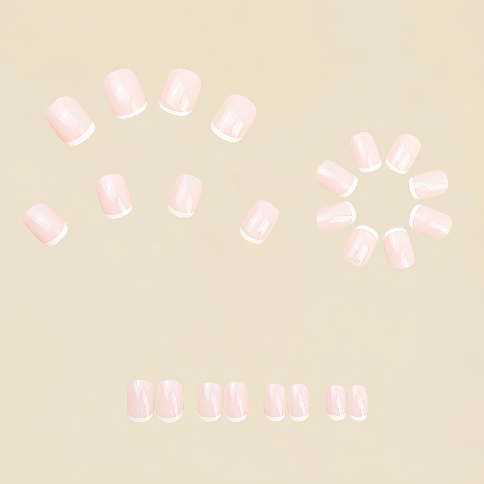 24pcs/Set Classic White French Press-On Nails