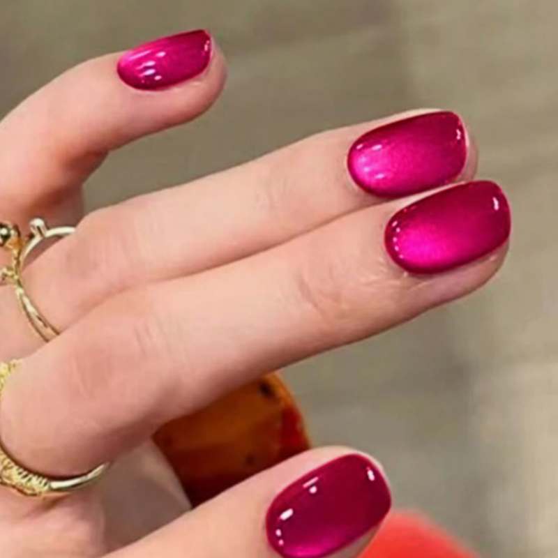 30pcs/Set Dragon Fruit Cat Eye Press On Nails