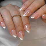 24pcs/Set Glitter Diagonal French Tips Press On Nails