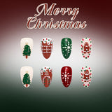 24pcs/Set Snowflake & Polka Dot Gingerbread Man Press On Nails