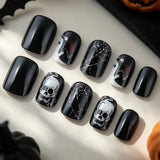24pcs/Set Cracked Skull Press On Nails