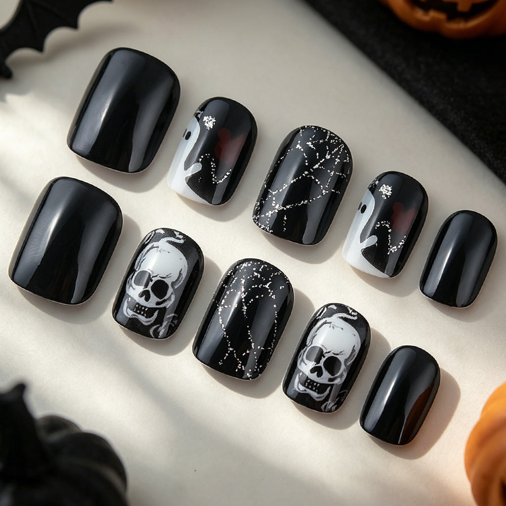 24pcs/Set Cracked Skull Press On Nails