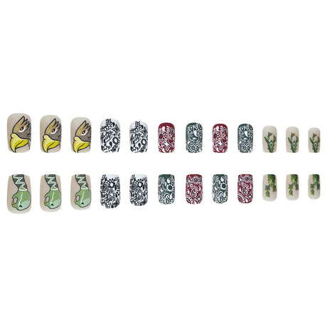 24pcs/Set Colorful Vintage Boho Press On Nails