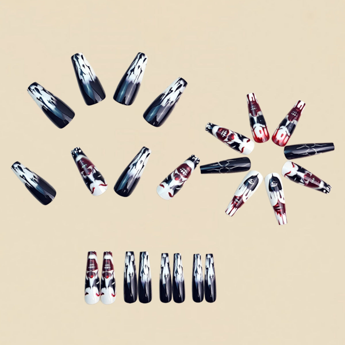 24pcs/Set Dark Skull Press-On Nails