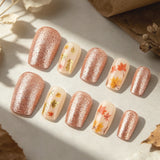 24pcs/Set Glitter Maple Leaves Press-On Nails