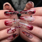 24pcs/Set Bloody Scratch Doodle Press On Nails