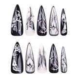 24pcs/Set Halloween Dark Heart Butterfly Press-On Nails