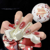 10pcs/Set Red Cat's Eye Long Press-On Nails