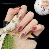 10pcs/Set Red Cat's Eye Long Press-On Nails