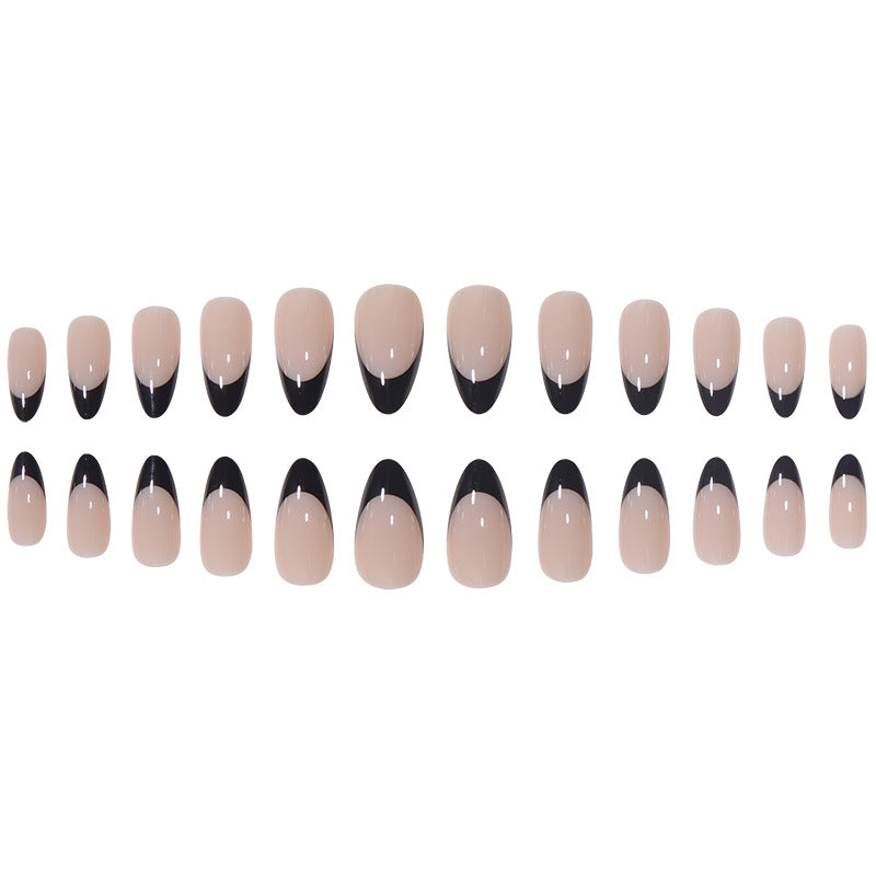 24pcs/Set Black Edge Press-On Nails