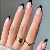 24pcs/Set Black Edge Press-On Nails