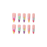 24pcs/Set Multicolor Floral Press-On Nails