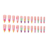 24pcs/Set Multicolor Floral Press-On Nails