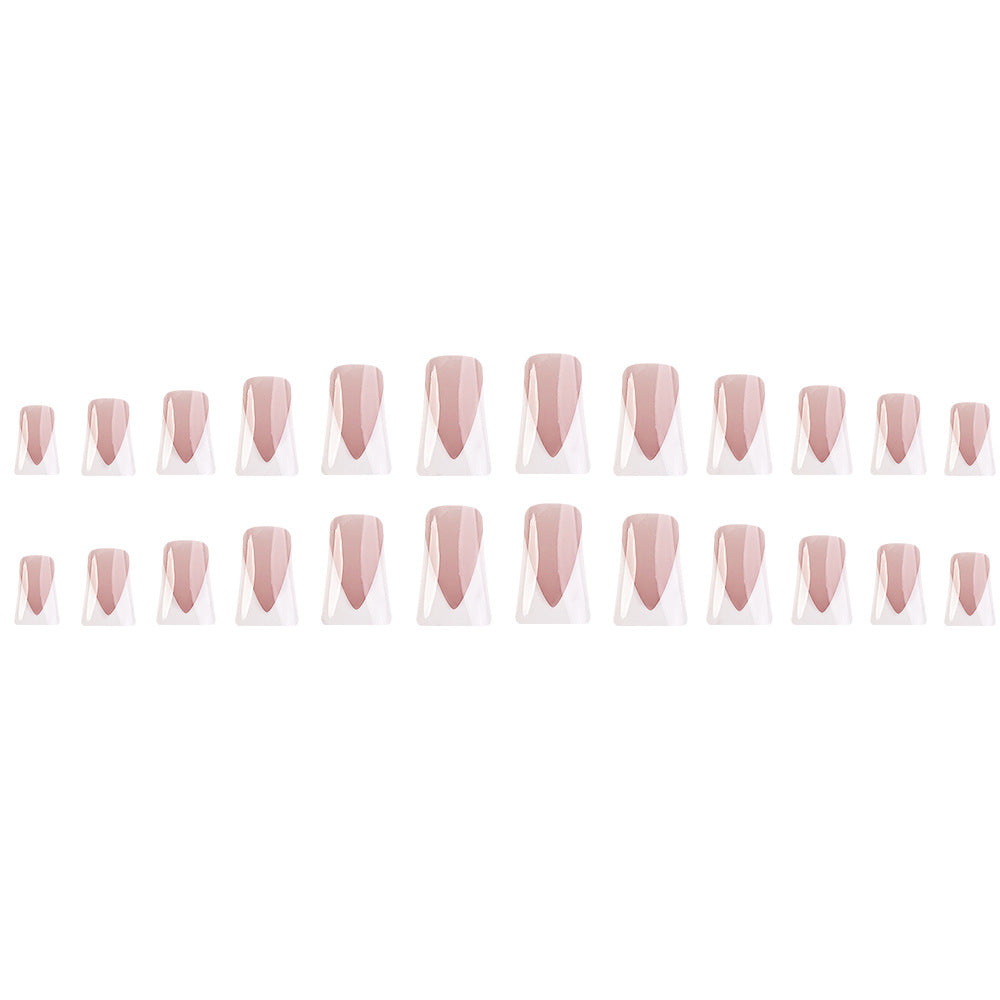 24pcs/Set White Edge French Tip Duckbill Press-On Nails