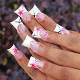 24pcs/Set Floral Print Press-On Nails