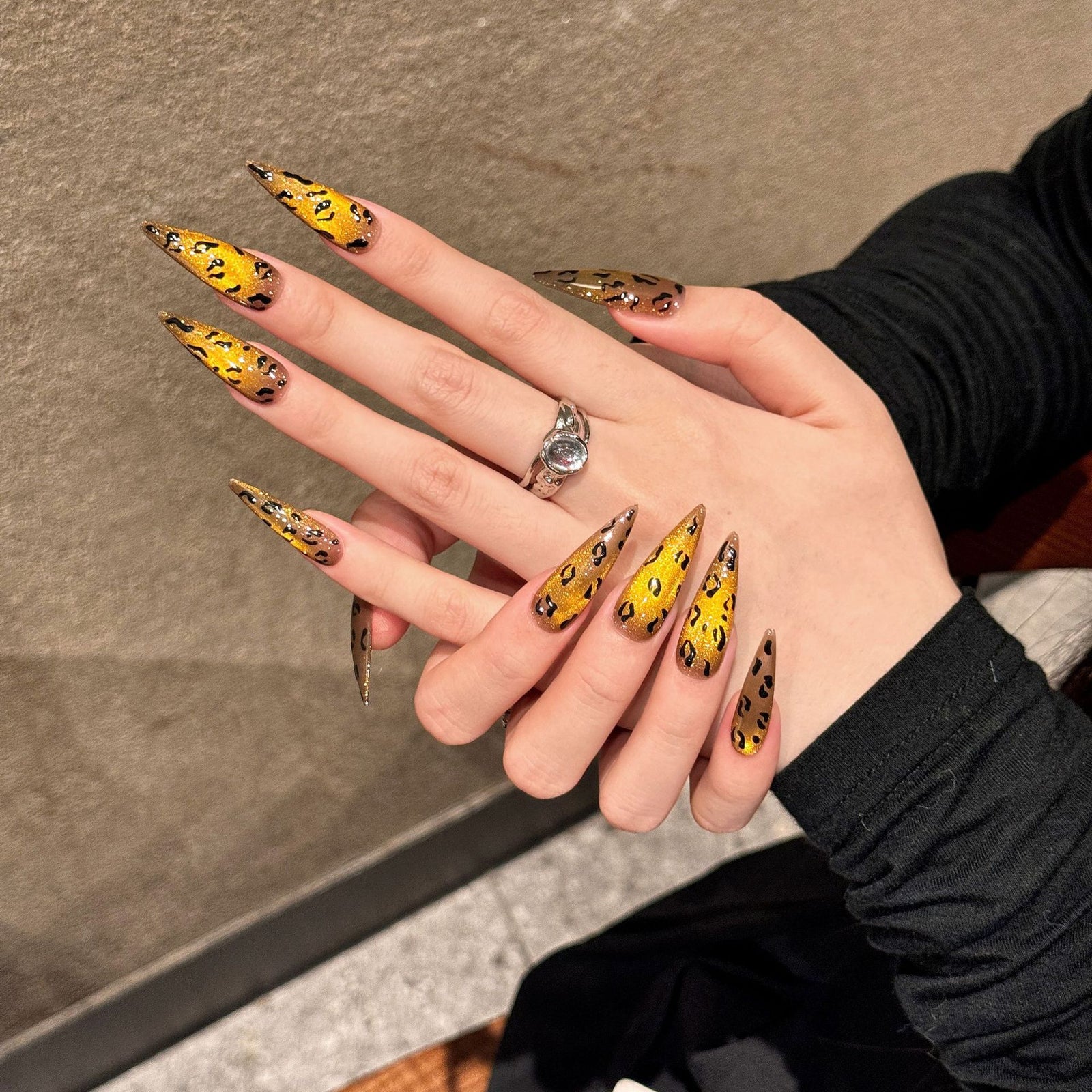 24pcs/Set Yellow Leopard Print Press-On Nails